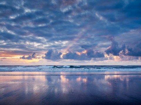Framed Sunset From North Jetty Beach, Oregon Print