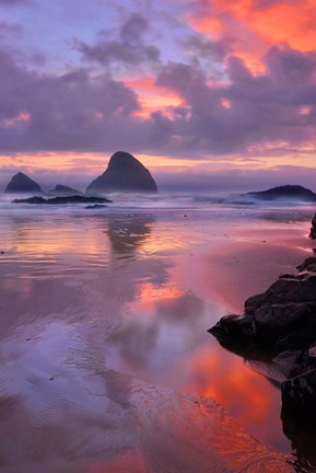 Framed Oceanside Sunset, Oregon Print