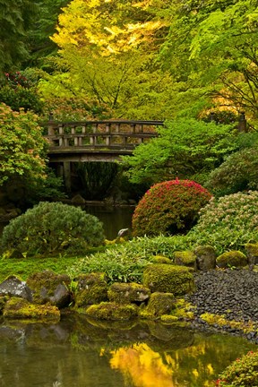 Framed Moon Bridge, Portland Japanese Garden, Oregon Print