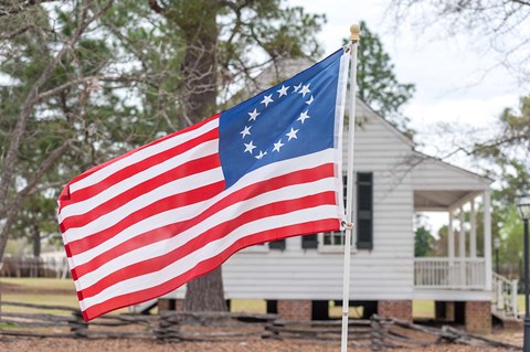 Framed Betsy Ross Flag At The Craven House In Historic Camden, South Carolina Print