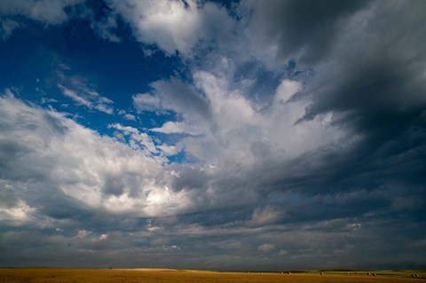 Framed Massive Summer Cloud Formations Over Wheat Fields Print