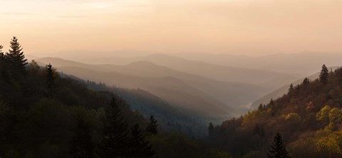 Framed Sunrise Panorama In The Great Smoky Mountains National Park Print