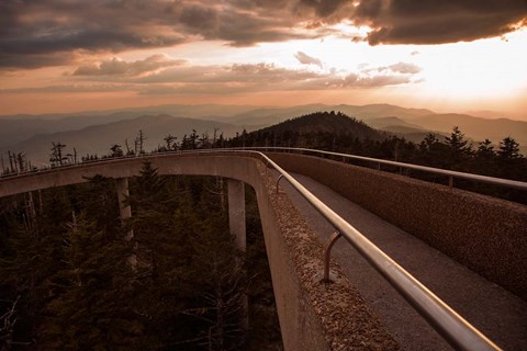 Framed Sunset Over Walkway In The Great Smoky Mountains National Park Print