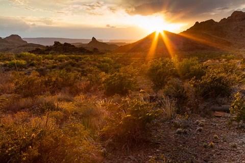 Framed Sunset In Big Bend National Park Print