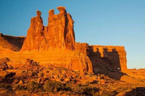 Framed Three Gossips Formation At Sunrise, Arches National Park Print