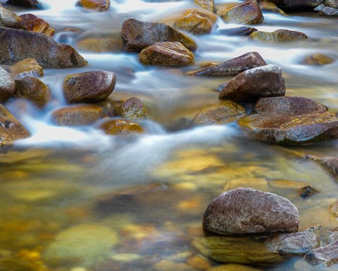 Framed Water Flowing Over Rocks In The Little Cottonwood Creek Print