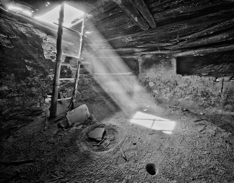 Framed Ancient Kiva On, Cedar Mesa, Utah (BW) Print