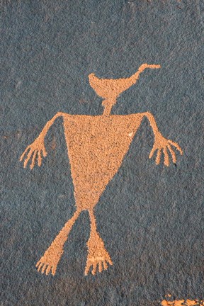 Framed Detail Of A Duck Headed Man Petroglyph, Utah Print