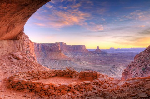 Framed Evening Light On False Kiva, Island In The Sky, Utah Print