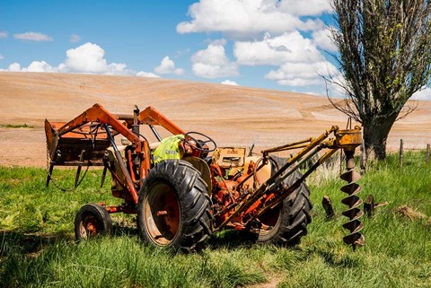 Framed Tractor Used For Fence Building, Washington Print