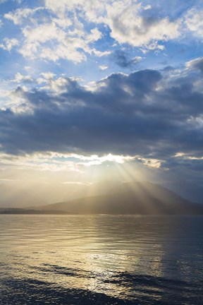 Framed God Rays Over Hood Canal, Washington State Print