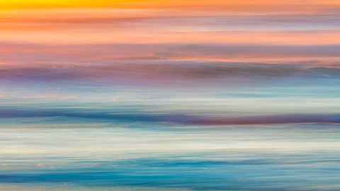 Framed Abstract Of Sunset And Ocean,, Cape Disappointment State Park Print