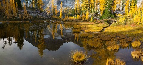 Framed Panorama Of Mt Stuart Reflects In A Tarn Near Horseshoe Lake Print