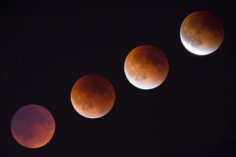 Framed Composite Of The Phases Of A Total Lunar Eclipse Print