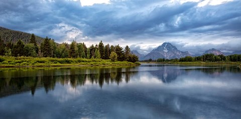 Framed Oxbow Bend Of The Snake River, Panorama, Wyoming Print