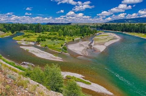 Framed Snake River Flowing Through Jackson Hole In Grand Teton National Park Print