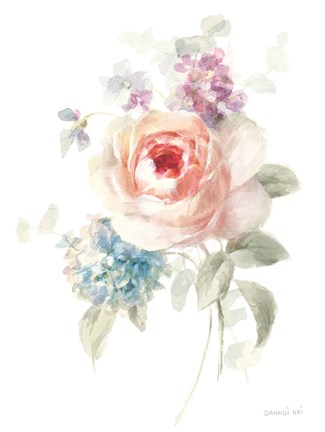 Framed Cottage Garden III on White Print