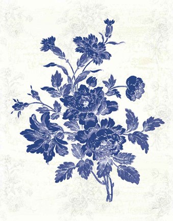 Framed Toile Roses IX Print