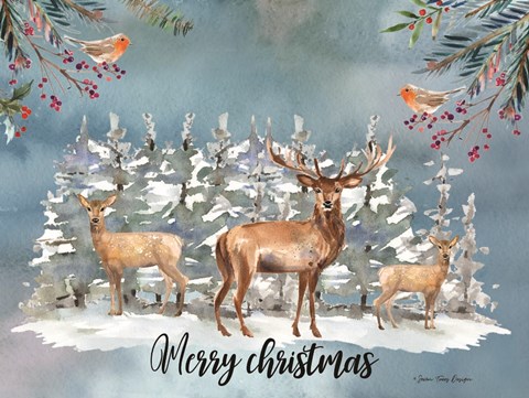 Framed Merry Christmas Deer Print