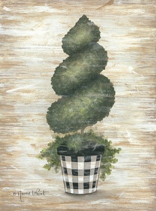 Framed Gingham Topiary Spiral Print