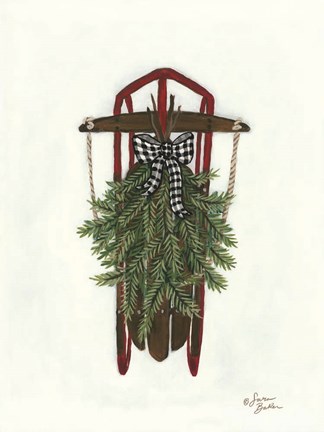 Framed Vintage Winter Sled Print