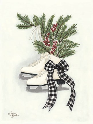Framed Vintage Winter Ice Skates Print