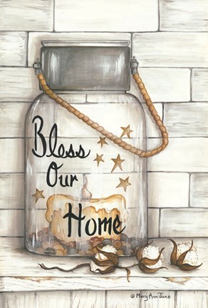 Framed Glass Luminary Bless Our Home Print