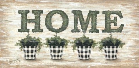 Framed Gingham Topiaries Home Print