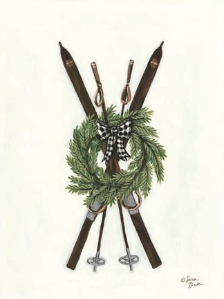 Framed Vintage Winter Skis Print