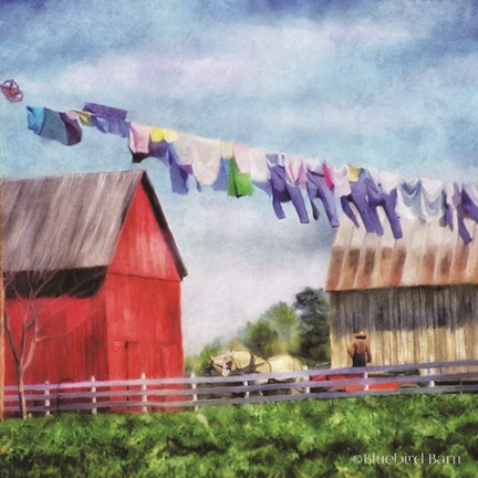 Framed Clothesline Farm Print