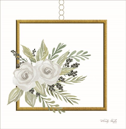 Framed Geometric Square Muted Floral Print
