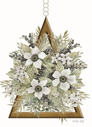 Framed Geometric Triangle Muted Floral I Print