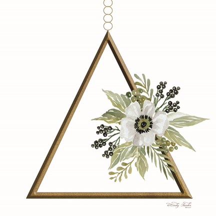Framed Geometric Triangle Muted Floral II Print