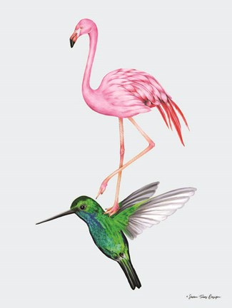 Framed Hummingbird and the Flamingo Print