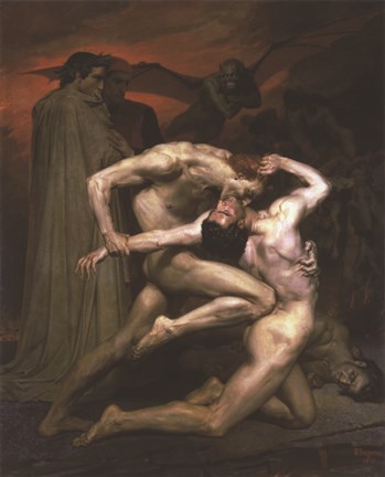 Framed Dante and Virgil in Hell, 1850 Print