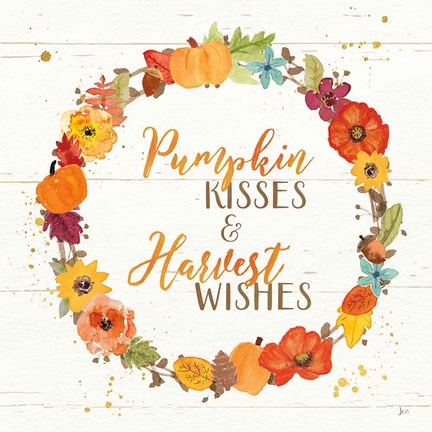 Framed Harvest Wishes II on Wood Print