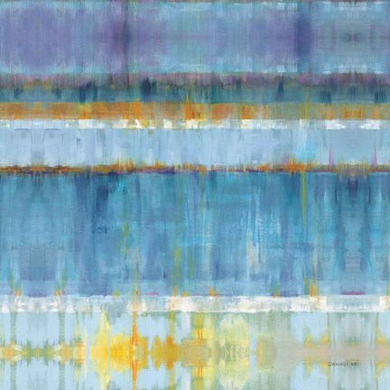 Framed Abstract Stripes Blue Print