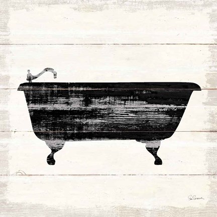 Framed Shiplap Bath I Print
