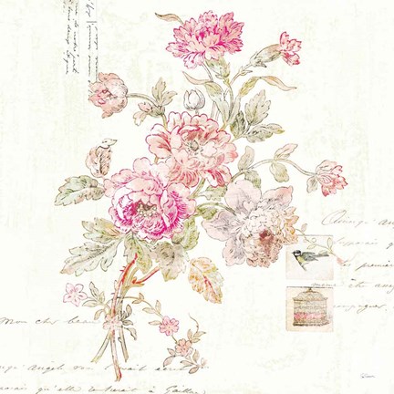 Framed Cottage Roses II Print