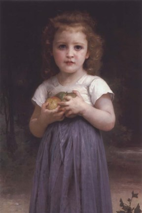 Framed Little Girl Holding Apples in Her Hands Print