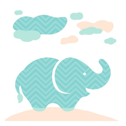 Framed Elephant Fun Cream Print