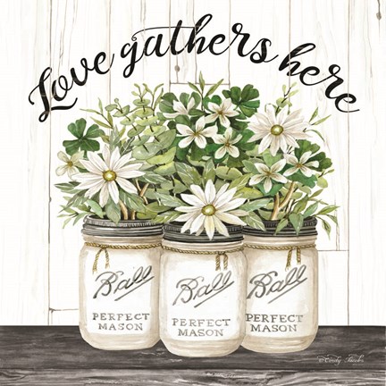Framed White Jars - Love Gathers Here Print
