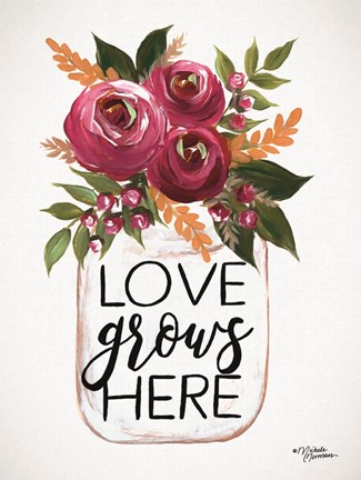Framed Love Grows Here Print