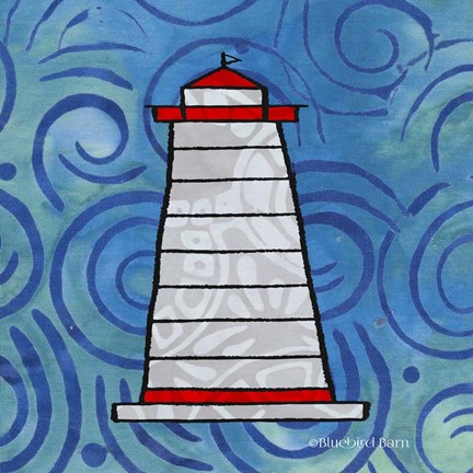 Framed Whimsy Coastal Conch Lighthouse Print