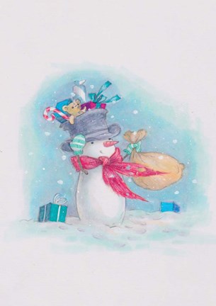 Framed Santa Snowman Print