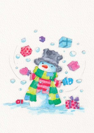 Framed Juggling Snowman Print