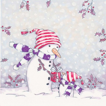 Framed Snowman and Gifts Print