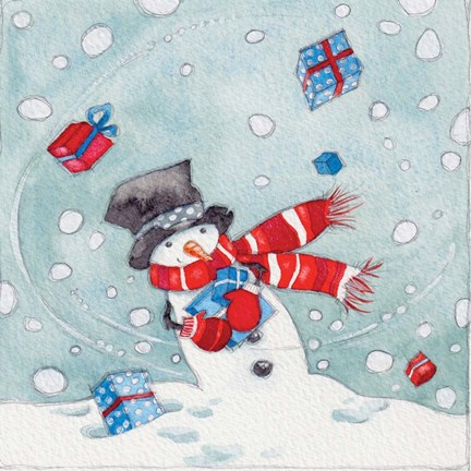 Framed Juggling Snowman II Print