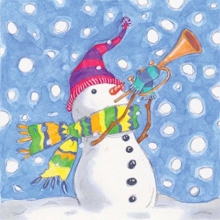 Framed Snowman Trumpet Print