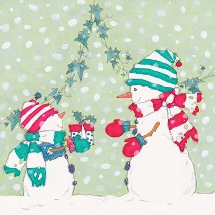Framed Snowman and Gift Print